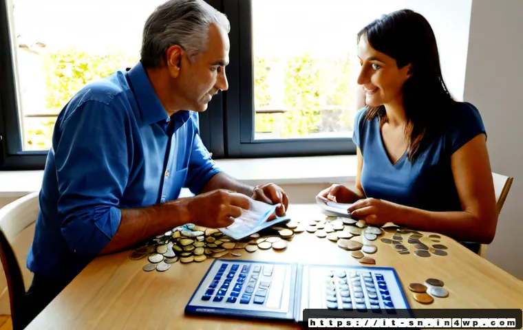 장기 신용 관리의 트렌드 분석 - Photorealistic Italian financial planning scene, an Italian couple in their late 50s calmly reviewin...
